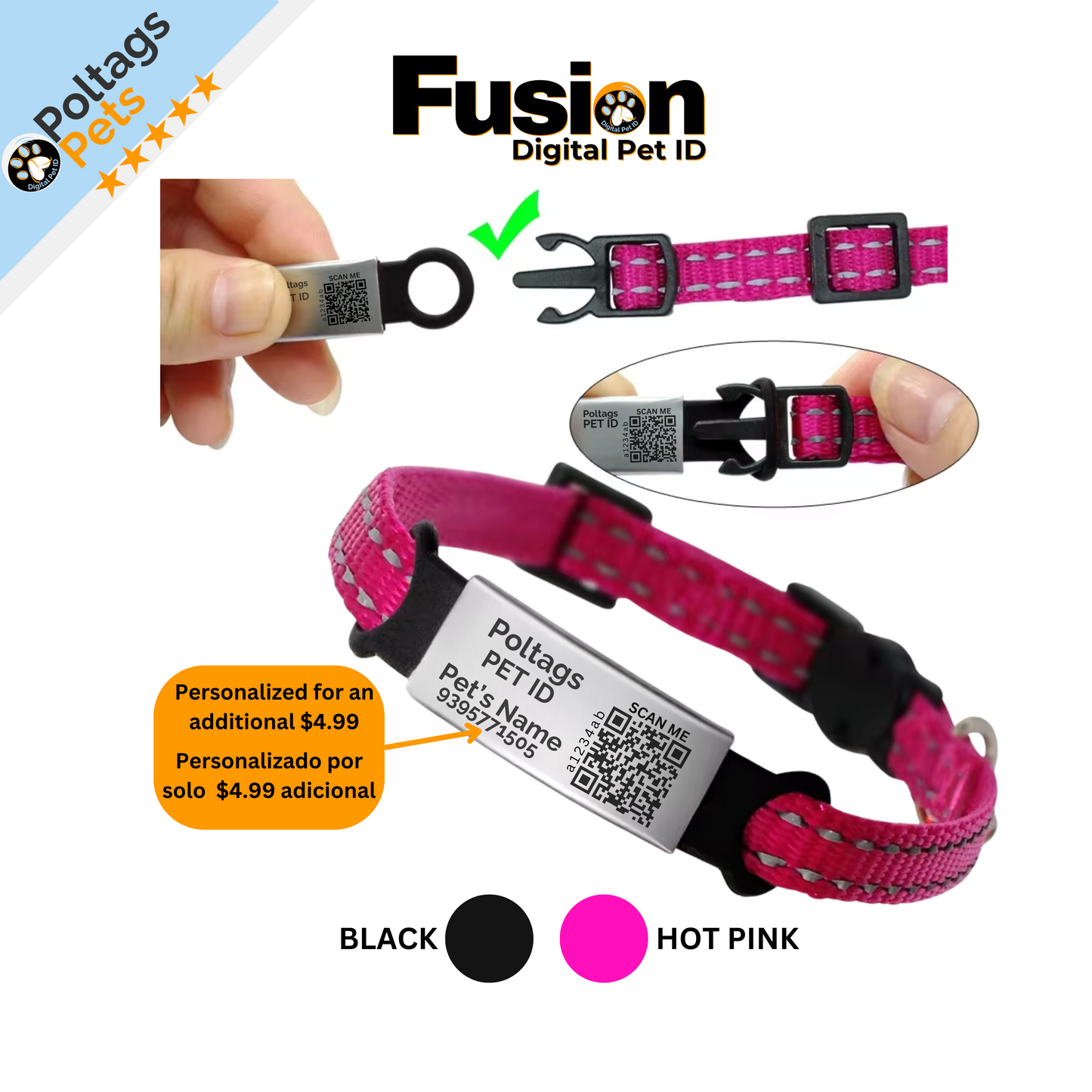 Poltags Fusion Digital Pet ID Collar Adapter