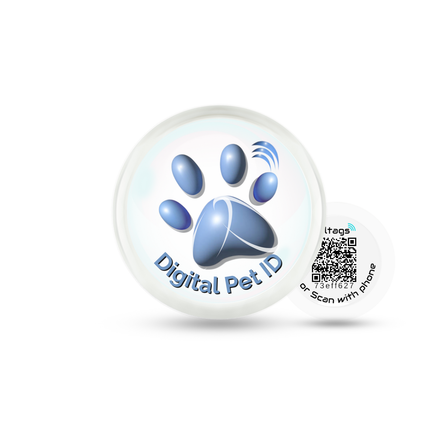 Blue Pastel Paw Digital Pet ID Large