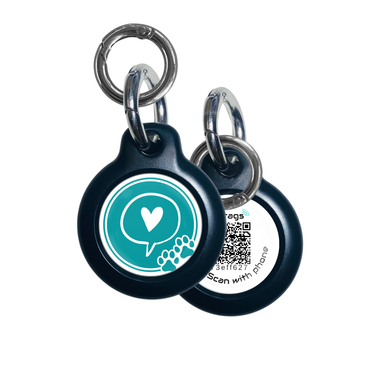 Deep Aqua Chat Heart Pet ID