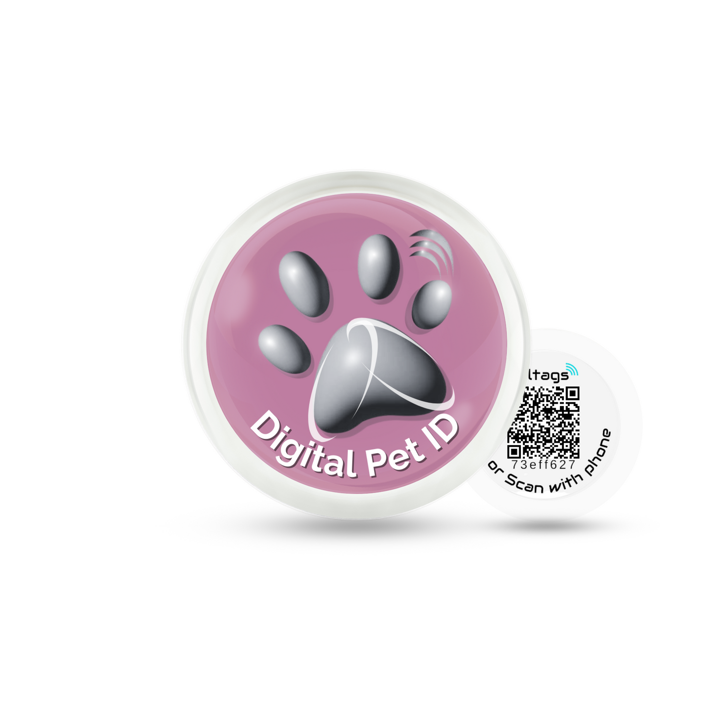 Shade of Gray Paw Digital Pet ID Large